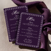 Invitation Purple Old Money Wedding Menu Card