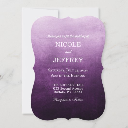 Invitation Purple Ombre Élégant Mariage Personnalisé Invitati (Devant)