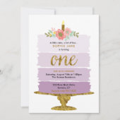 Invitation Purple Ombre Gâteau premier anniversaire Invitatio (Devant)