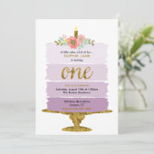 Invitation Purple Ombre Gâteau premier anniversaire Invitatio (Debout devant)