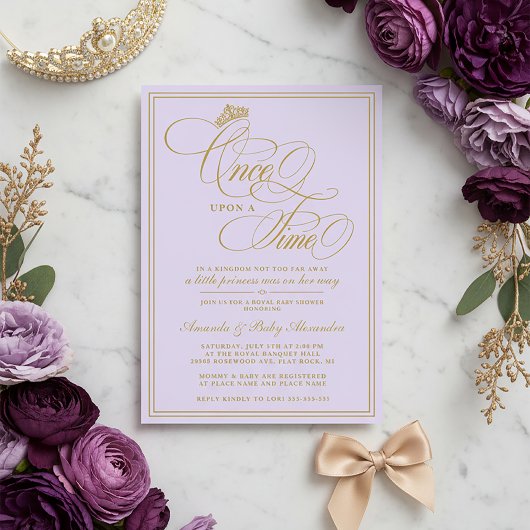 Invitation Purple Once Upon A Time Princess Baby Shower