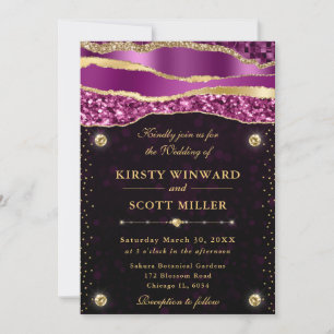 Invitation Purple or Glam Larmes Bokeh Mariage