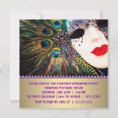 Invitation Purple or Peacock Plumes Masquerade Party (Dos)
