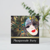 Invitation Purple or Peacock Plumes Masquerade Party (Debout devant)