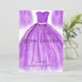 Invitation Purple & Or Quinceanera Robe de femme de ménage (Debout devant)