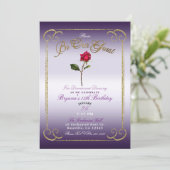 Invitation Purple & Or Rose Rouge Beauté Anniversaire (Debout devant)