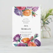 Invitation Purple Orange and Red Roses Bridal Shower (Debout devant)