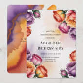 Invitation Purple Orange and Red Roses Bridesmaids Luncheon (Devant / Derrière)