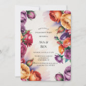 Invitation Purple Orange and Red Roses Engagement Party (Devant)