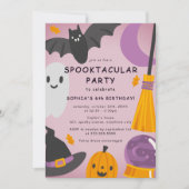 Invitation Purple Orange Cute Photo Halloween Anniversaire de (Devant)
