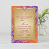 Invitation Purple, Orange, Gold FAUX Parties scintillant Gane (Debout devant)