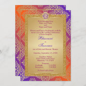 Invitation Purple, Orange, Gold FAUX Parties scintillant Gane (Devant / Derrière)