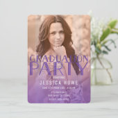 Invitation Purple Orange Graduate Party Photo (Debout devant)