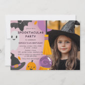 Invitation Purple Orange mignon Halloween Photo Anniversaire  (Devant)