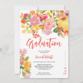 Invitation Purple Orange photo Boho floral graduation (Devant)