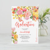 Invitation Purple Orange photo Boho floral graduation (Debout devant)