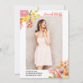 Invitation Purple Orange photo Boho floral graduation (Dos)