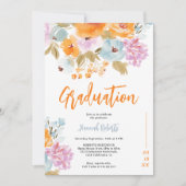 Invitation Purple Orange photo Boho floral graduation (Devant)