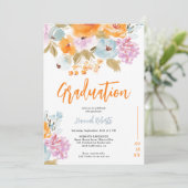 Invitation Purple Orange photo Boho floral graduation (Debout devant)