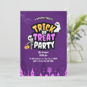 Invitation Purple Orange Trick or Treat Halloween Party (Debout devant)