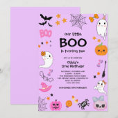 Invitation Purple Our Little Boo Halloween 2e anniversaire (Devant / Derrière)