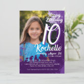 Invitation Purple Paint Splatter Photo 10e anniversaire Invit (Debout devant)