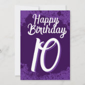Invitation Purple Paint Splatter Photo 10e anniversaire Invit (Dos)