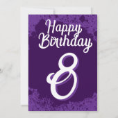 Invitation Purple Paint Splatter Photo 8e anniversaire Invita (Dos)