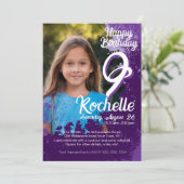 Invitation Purple Paint Splatter Photo 9e anniversaire Invita (Debout devant)