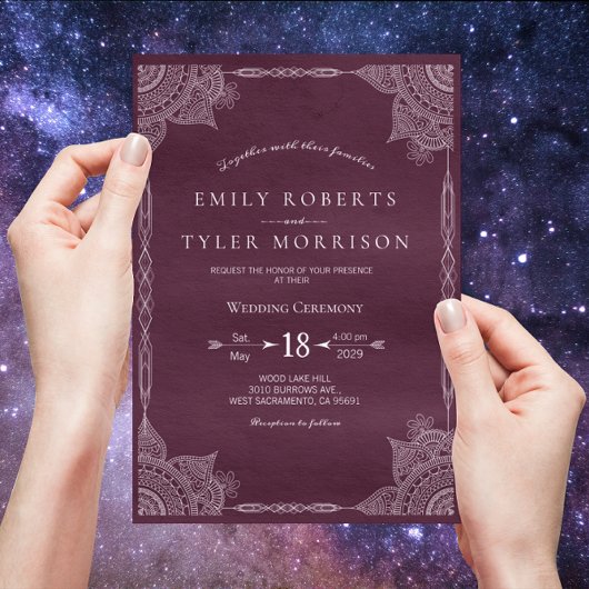 Invitation Purple Paisley Mandala Inde Mariage Invite