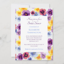 Purple Pansy Hand-Illustrated Floral Bridal Shower