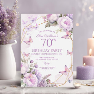 Invitation Purple papillon Lilac Garden Party 80e, Anniversai