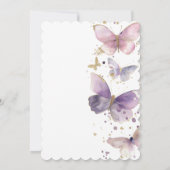 Invitation Purple papillon premier anniversaire, fleurs Invit (Dos)