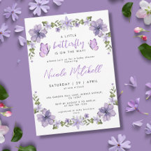 Purple Papillons Aquarelle Fleur sauvage Baby Show