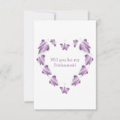 Invitation Purple Papillons Design Bridesmaid Demande (Devant)
