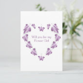 Invitation Purple Papillons Design Flower Demande de fille (Debout devant)