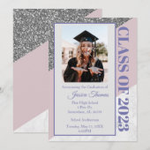 Invitation Purple Parties scintillant 2023 Graduation (Devant / Derrière)