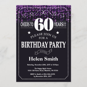 Invitation Purple Parties scintillant 60e anniversaire Invita