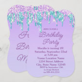 INVITATION PURPLE PARTIES SCINTILLANT DRIP ÉLÉGANTE INVITATIO (Devant / Derrière)