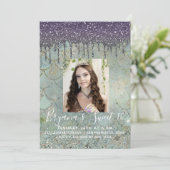 Invitation Purple Parties scintillant Drip Sirène Sweet 16 Ph (Debout devant)