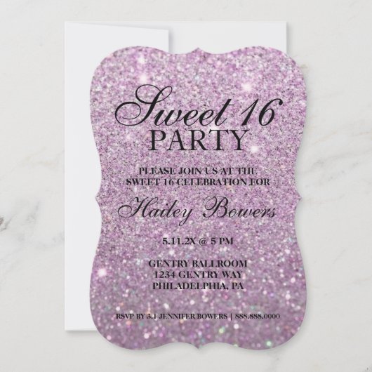 Invitation - Purple Parties scintillant Fab Sweet (Devant)