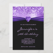 Invitation Purple Parties scintillant Foil Gem Heart 50e anni (Devant)