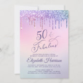 Invitation Purple Parties scintillant rose Virtual 50e fête d (Devant)