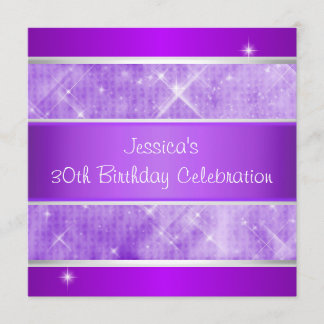 Invitation Purple Parties scintillant Silver Lights 30e anniv