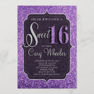 Invitation Purple Parties scintillant Sweet 16 Anniversaire I