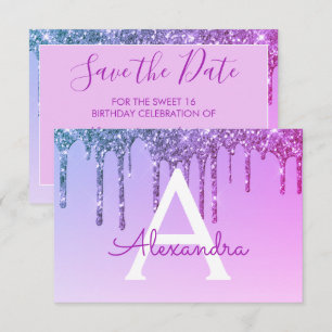 Invitation Purple Parties scintillant Sweet 16 Enregistrer la