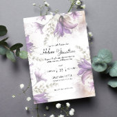 Invitation Purple Pastel Moderne Boho Floral Mariage élégant
