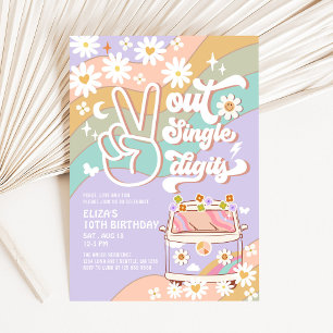 Invitation Purple Peace Out Chiffre unique Super 10e annivers