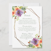 Invitation Purple Peach Floral QR Code Modern Mariage Détail (Devant)