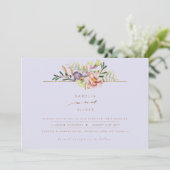 Invitation Purple Peach Summer Floral Wedding Inviter QR Code (Debout devant)